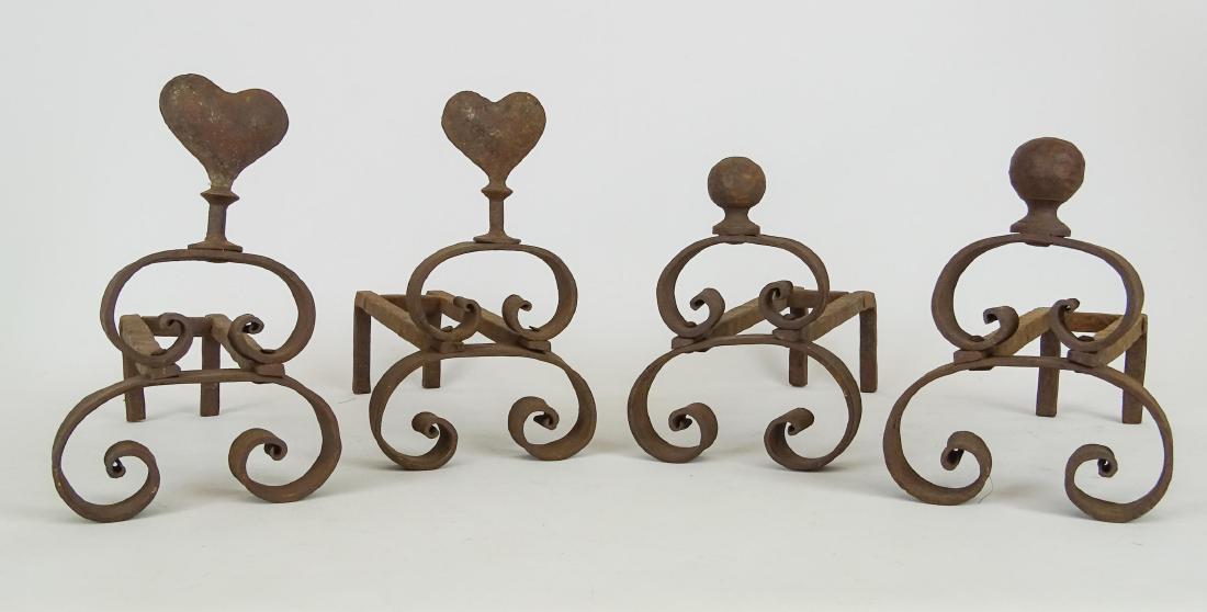 (2) Pair Cast Iron Andirons (1 of 5)