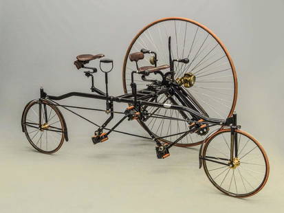 Replica Rotary Tandem Bicycle: Replica rotary tandem designed by Mel Short. Badge reads “Rotary Tandem #2, M. L. Short, 1992. Good condition.