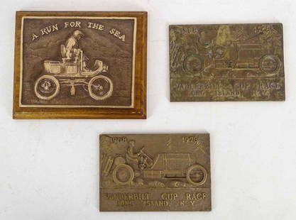 (3) C. 1970 "A Run For The Sea" Bronze Plaques: Lot (3) C. 1970 "Run For The Sea" bronze plaques. You had to complete the run to receive plaque. Good condition.
