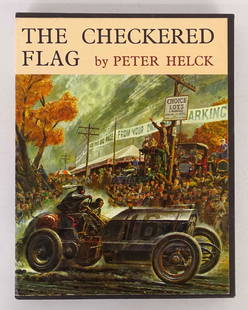 Peter Helck (1893-1988), Book: Peter Helck book "THE CHECKERED FLAG" in original slip case signed by Helck. Good condition.