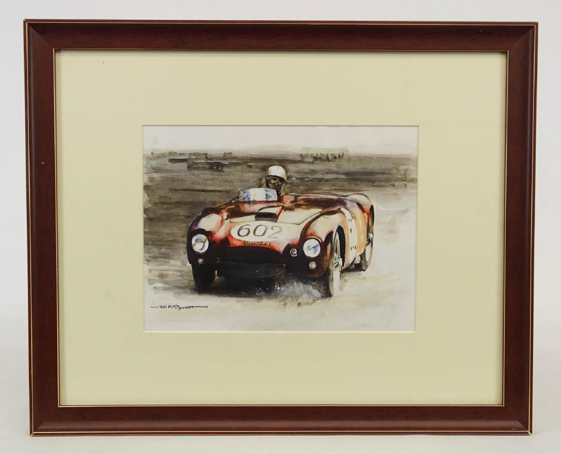 Ian McGowan (20th Century): Ian McGowan (20th Century), Alberto Ascari (1918-1955), Mille Miglia-1954-Lancia D24. Watercolor on artist paper. Sight 9" x 12". Good condition.