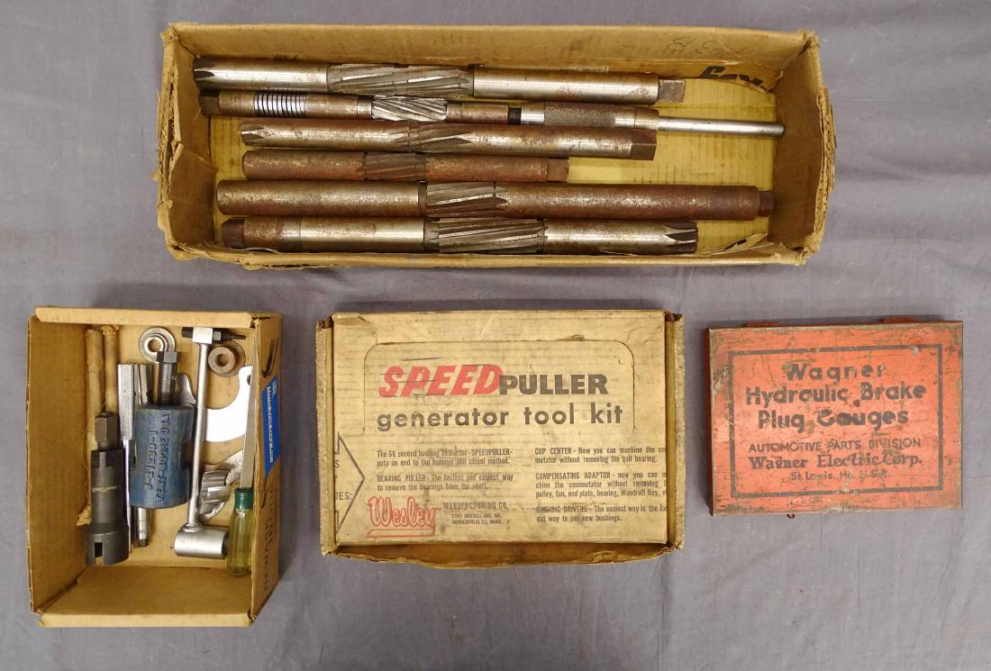 Automobile Lot: Lot including Generator tool kit, (6) reamers, Wagner plug gauges and pullers.