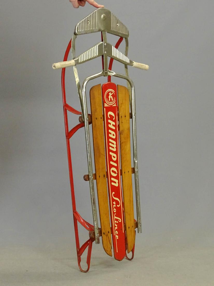 1950's Champion Sno-Liner Runner Sled: 1950's Champion Sno-Liner runner sled. 49" L.. Good condition.