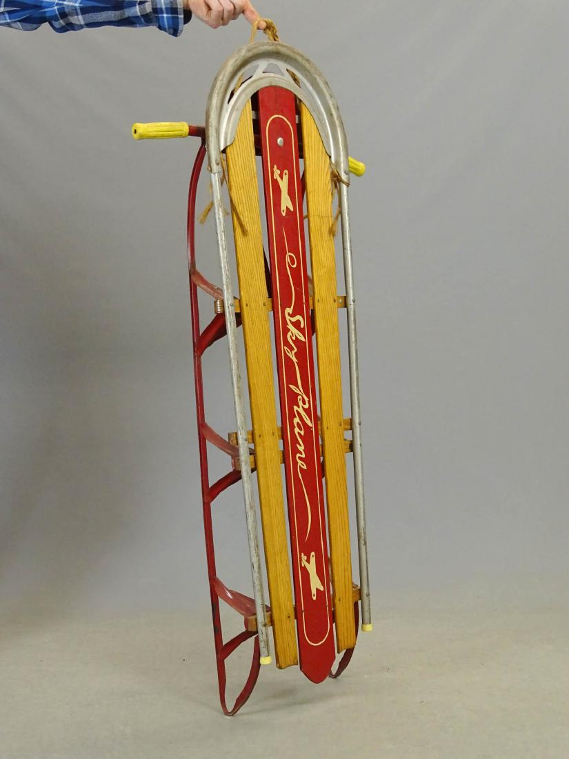 1940's Sky Plane Runner Sled: 1940's Sky Plane runner sled. Made by American ACME Co, 54 1/2" L. Good condition.