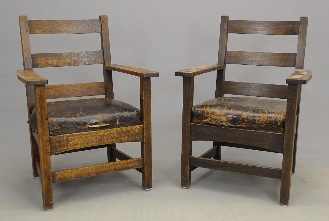 Pair Mission Oak Armchairs (1 of 7)