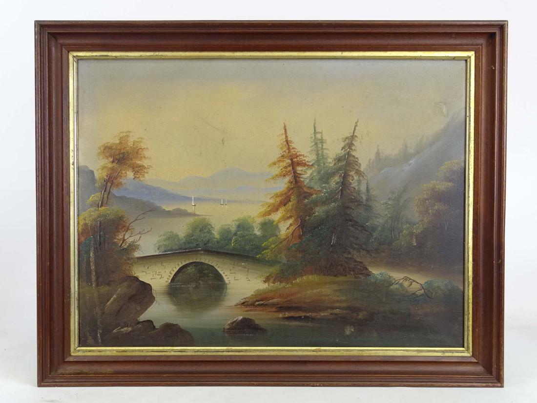 19th c. Hudson River School, Landscape: 19th c. Hudson River School, landscape, oil on canvas. 18" x 23 1/2".