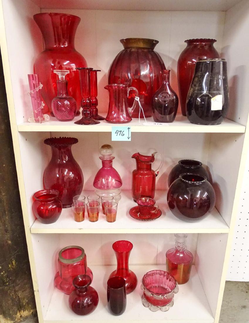 Ruby Glass Collection: Ruby Glass collection. Approx. (26) pieces.