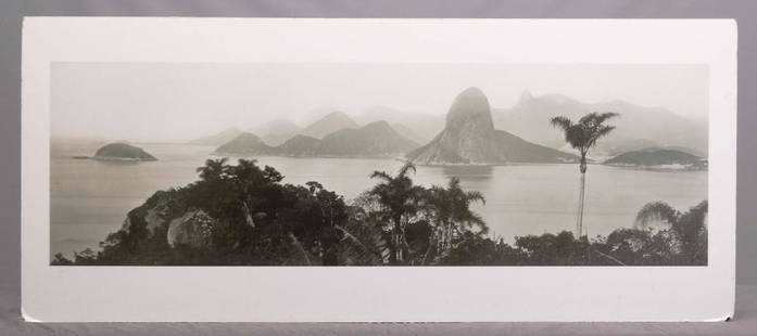 Rio de Janeiro Large Photograph Brazil View: Entrada de Rio De Janeiro. 20th Century huge enlargement of 19th C. panorama by Marc Ferrez (1843-1923), Brazilian photographer.. 27" x 63".