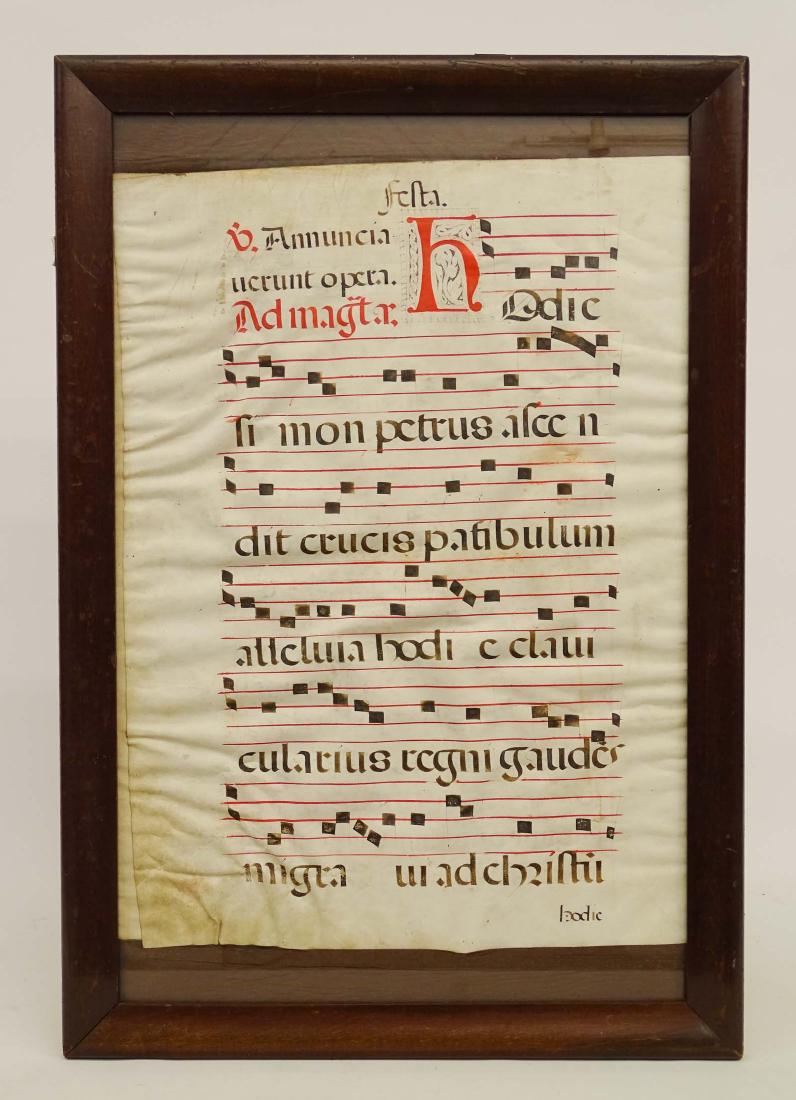 Early Spanish Sheet Music On Velum: Early Spanish sheet music on velum. Sight 14" x 20 1/2".