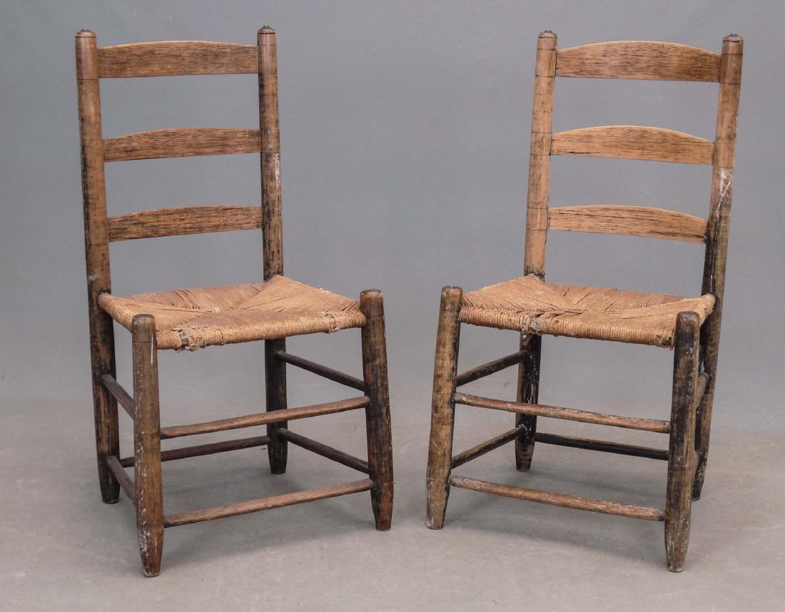 Pair 19th c. Dominy Long Island Chairs (1 of 6)