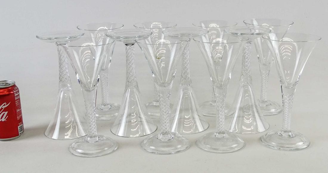 Wine Glasses: Lot (12) wine glasses. One marked "M" underside. 9" Ht.. One has minor rim nick.