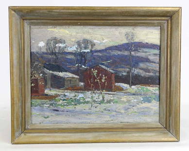 Horace Brown (1876-1949): Horace Brown (1876-1949), landscape, signed LLC. Oil on masonite. 12" x 16".