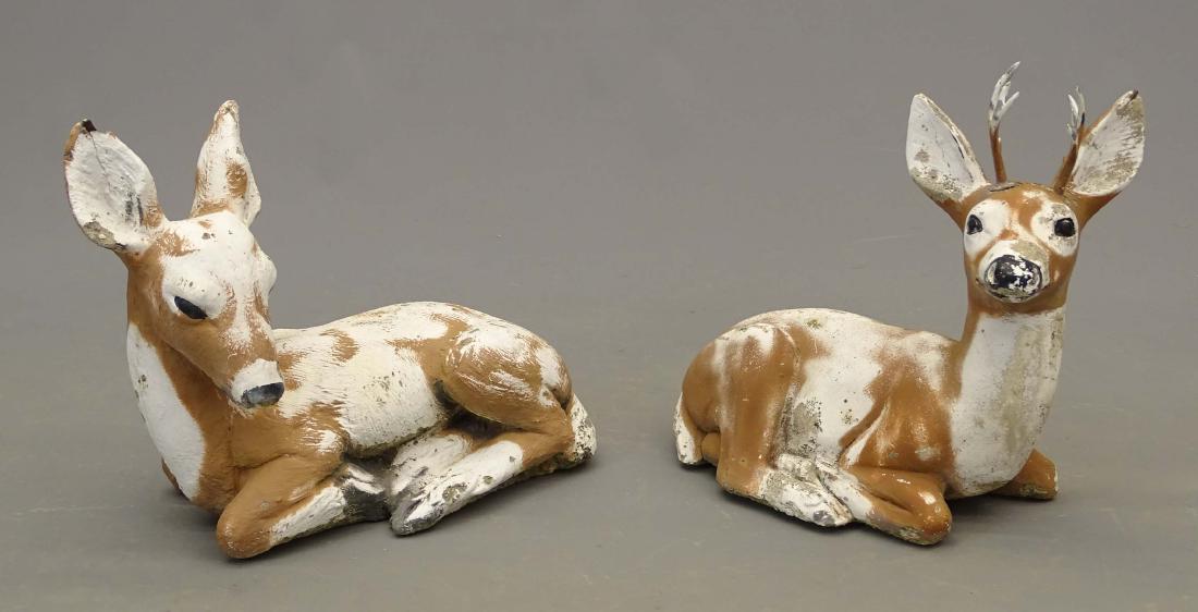 Pair Poured Stone Deer (1 of 8)