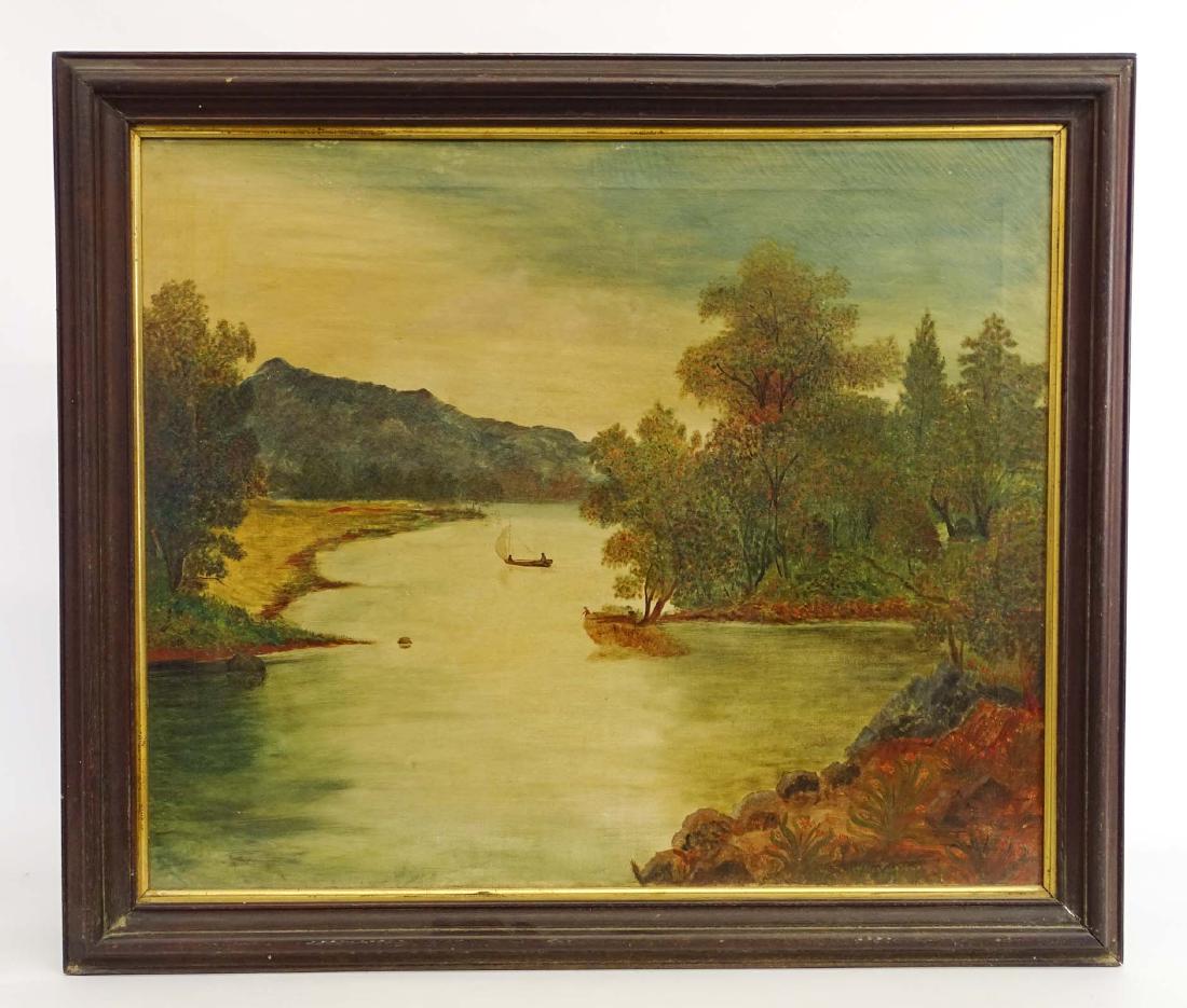 19th c. Hudson River School, Landscape: 19th c. Hudson River School, landscape. Oil on canvas. 24 3/4" x 29 1/2".