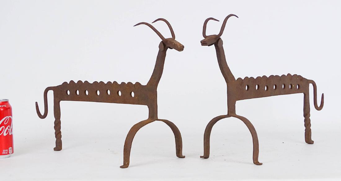 Pair Figural Iron Fire Dogs (1 of 4)