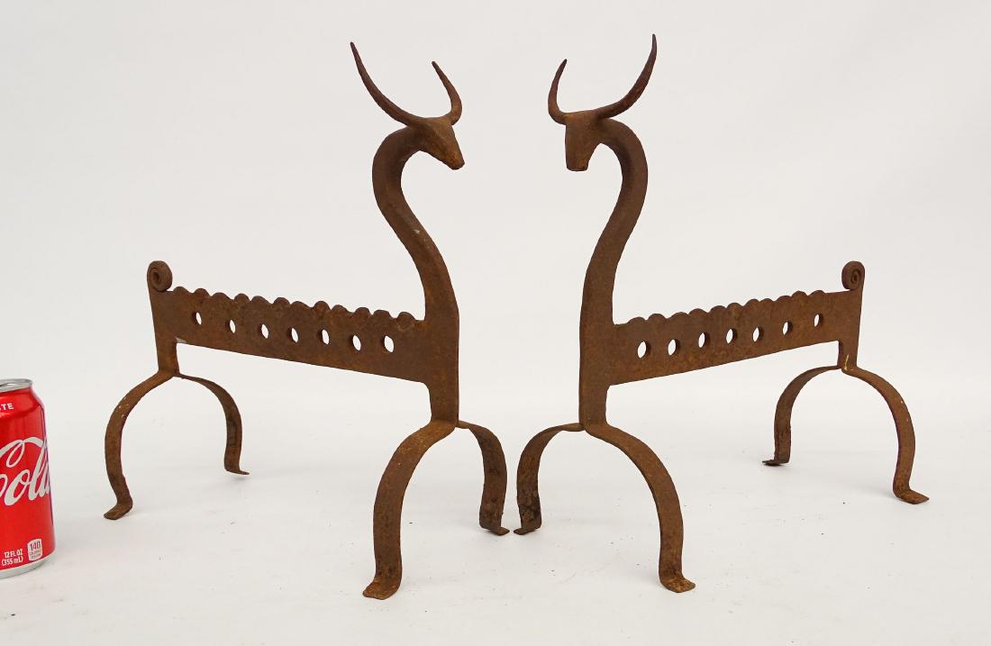 Pair Figural Iron Fire Dogs (1 of 4)