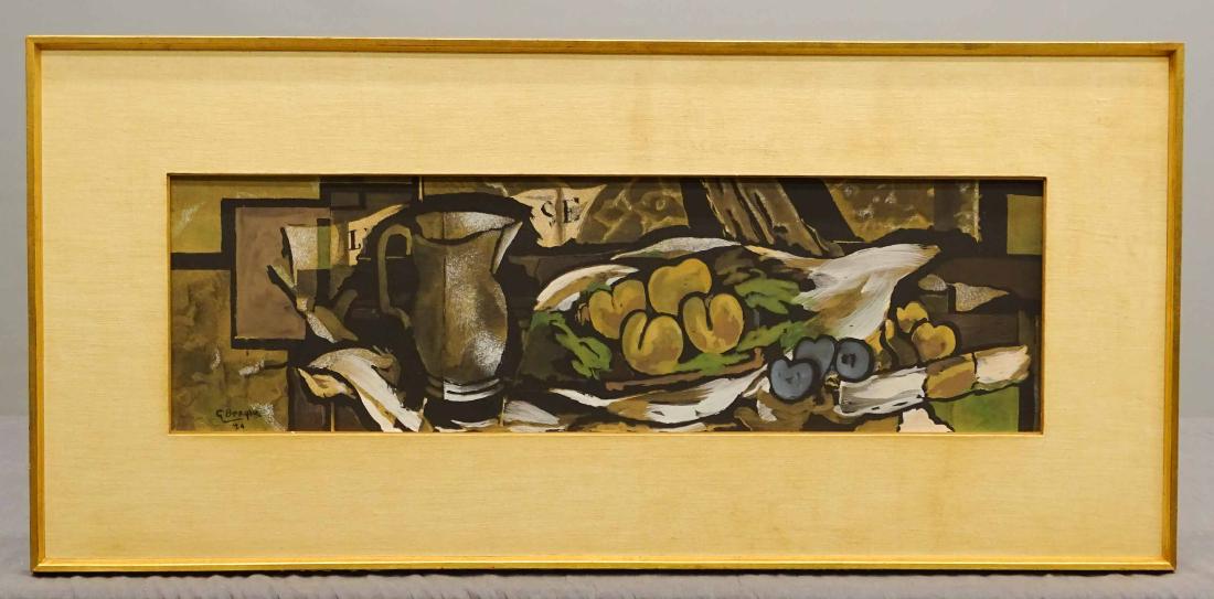 Georges Braque (France 1882-1963): Georges Braque (France 1882-1963), print on panel. Sight overall 9 1/2" x 32".
