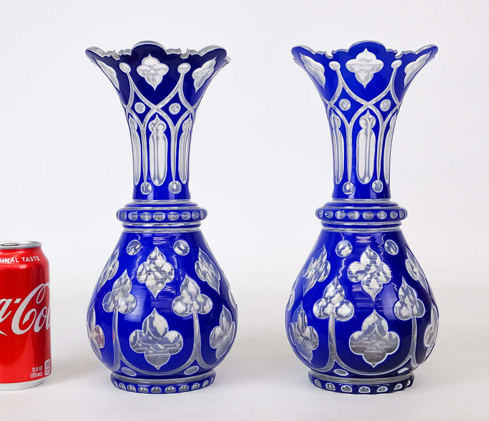 Pair 19th c. English Overlay Vases (1 of 5)