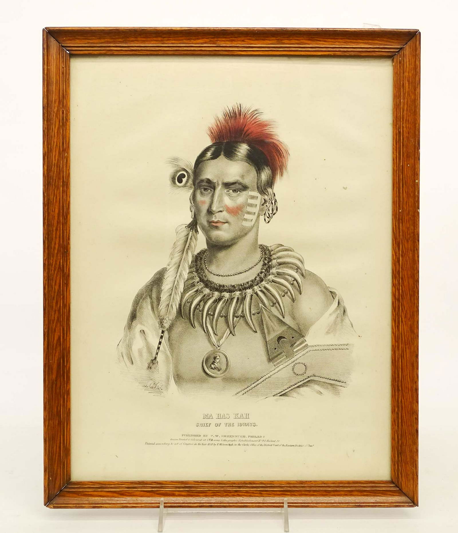 19th c. Print "MA HAS KAH / CHIEF OF THE IOWAYS" (1 of 3)