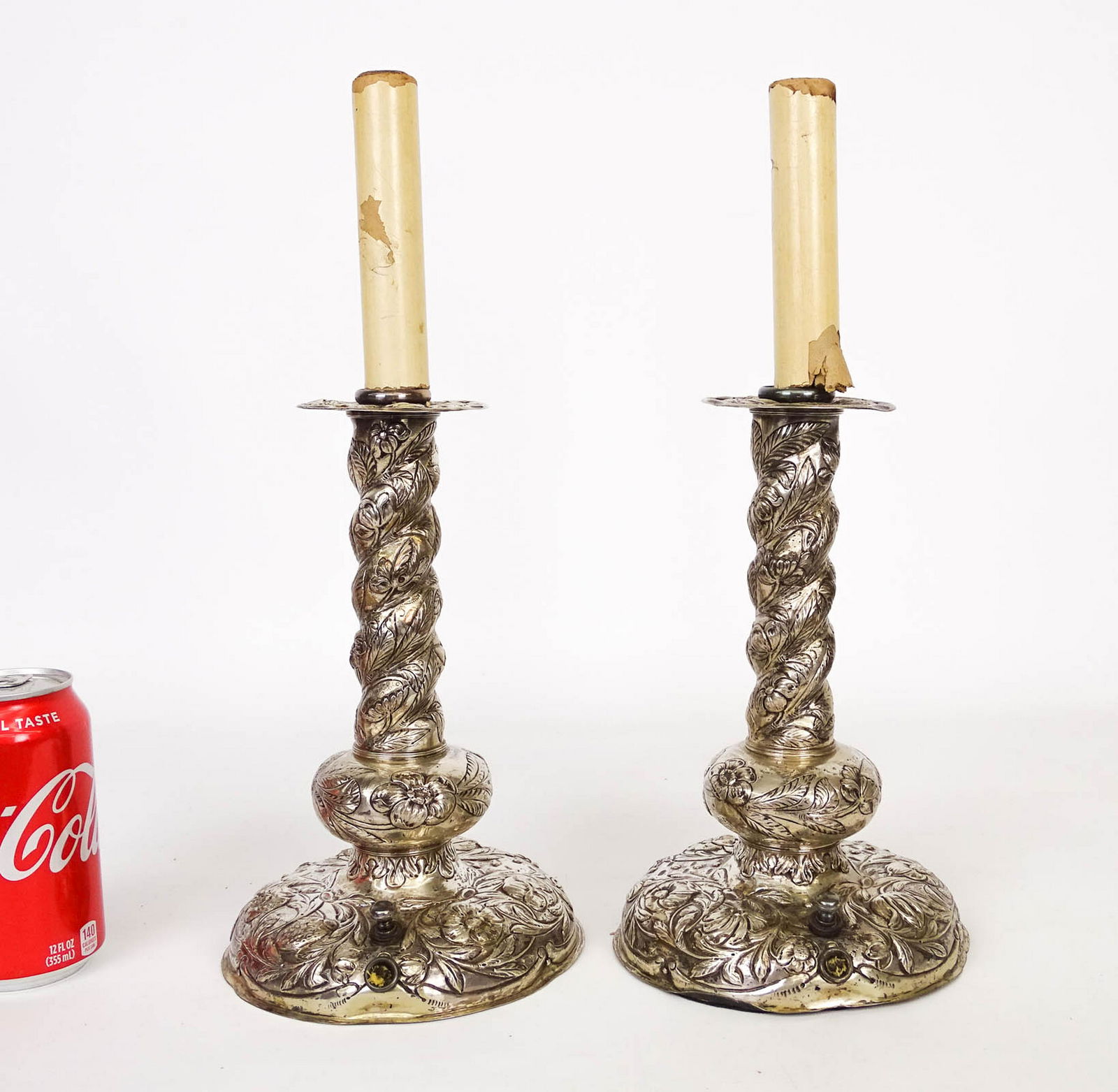 Pair Silverplate Candle Lamps (1 of 6)