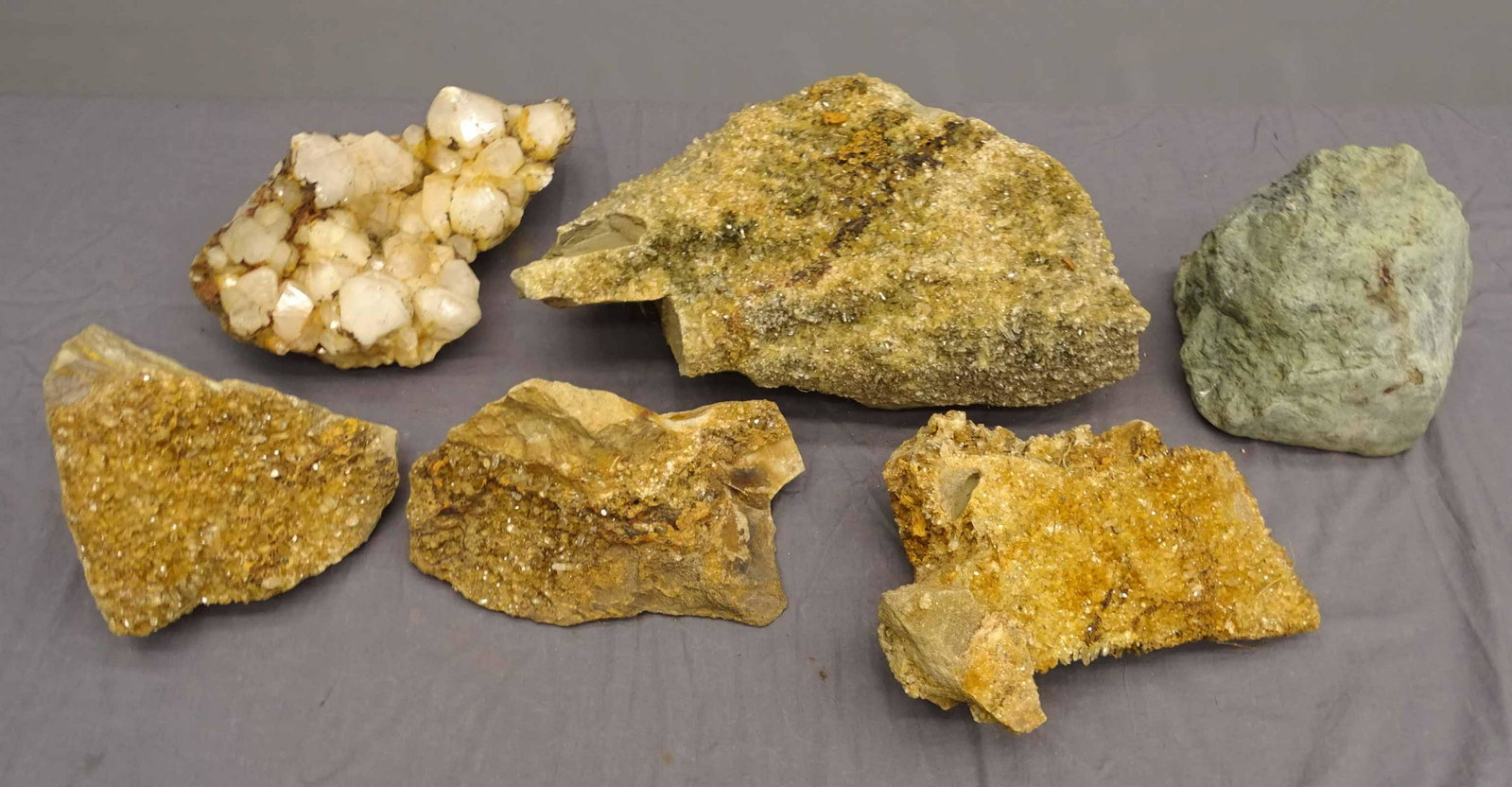 Crystals & Citrine Lot: Lot (6) pieces of Crystal and Citrine. Largest 19" L..