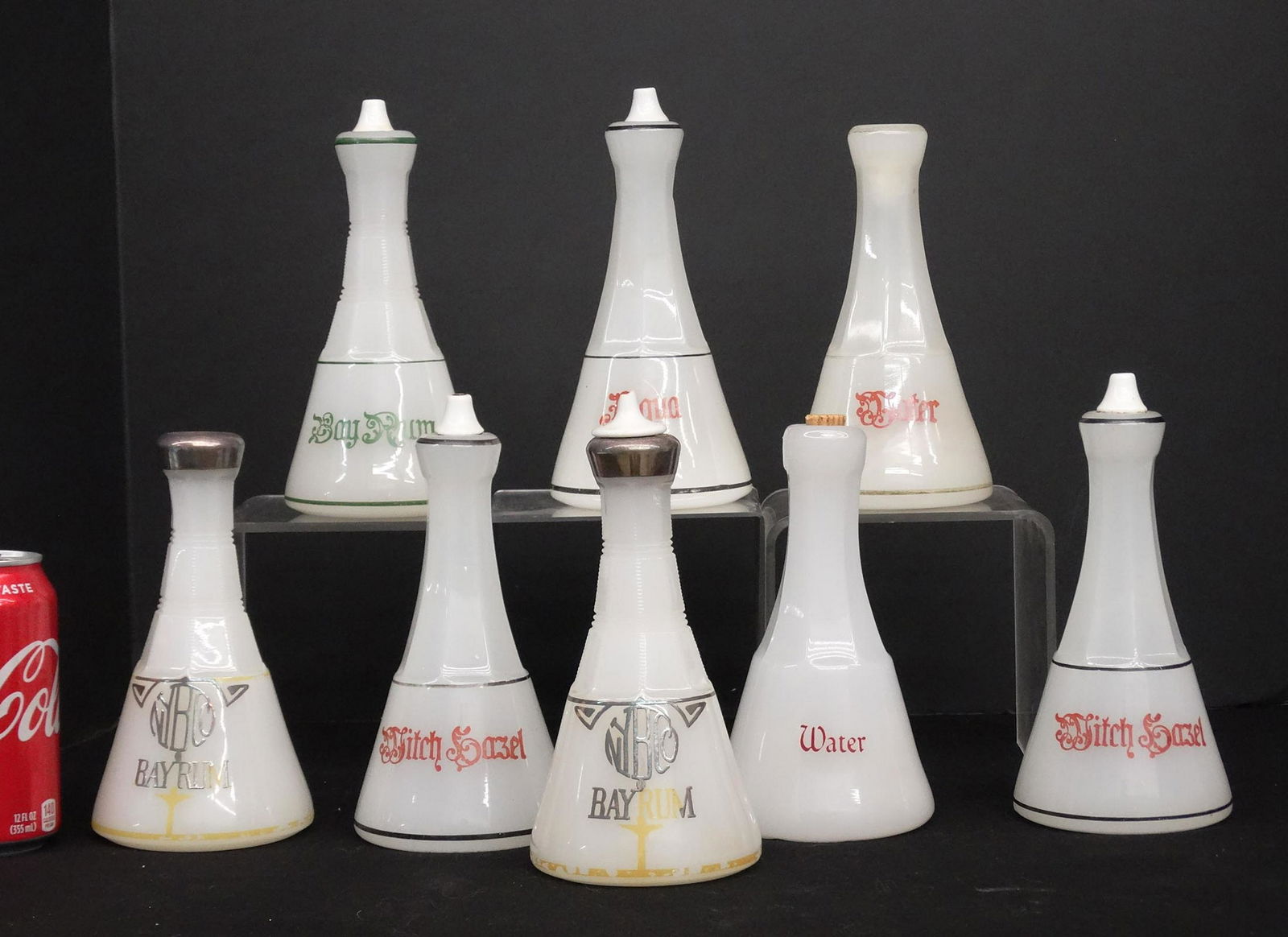 Milk Glass Barbershop Bottles (1 of 4)