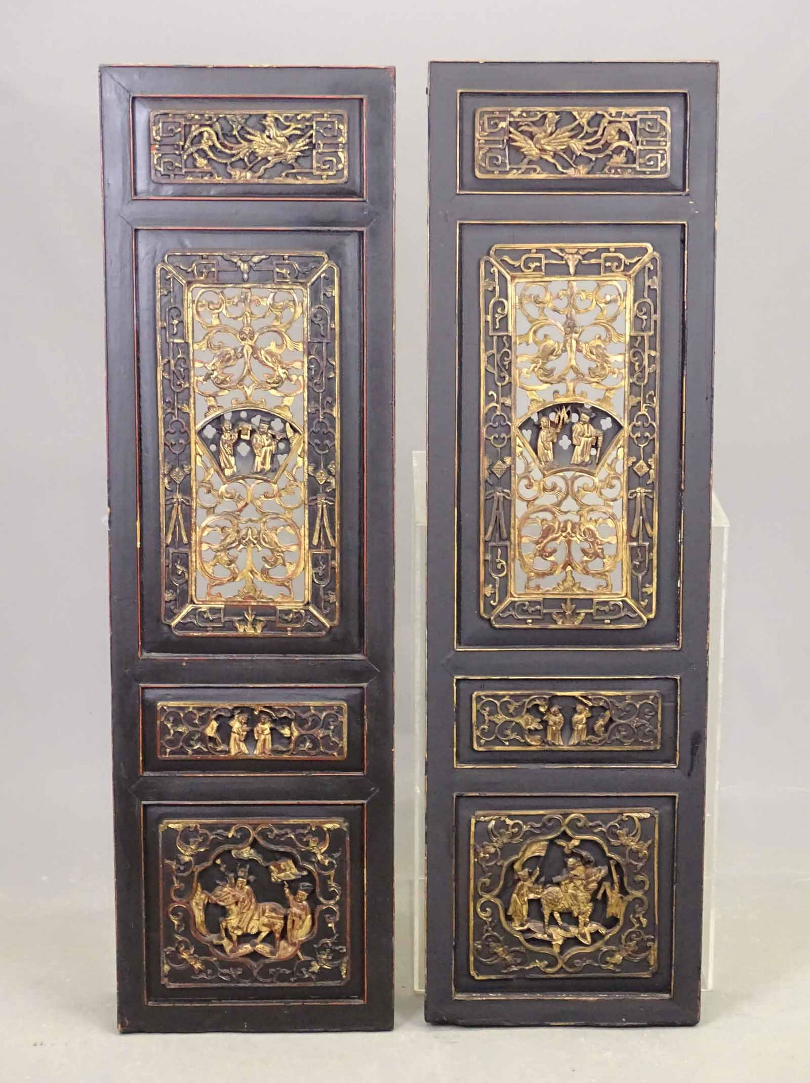 Pair Carved Asian Panels (1 of 4)