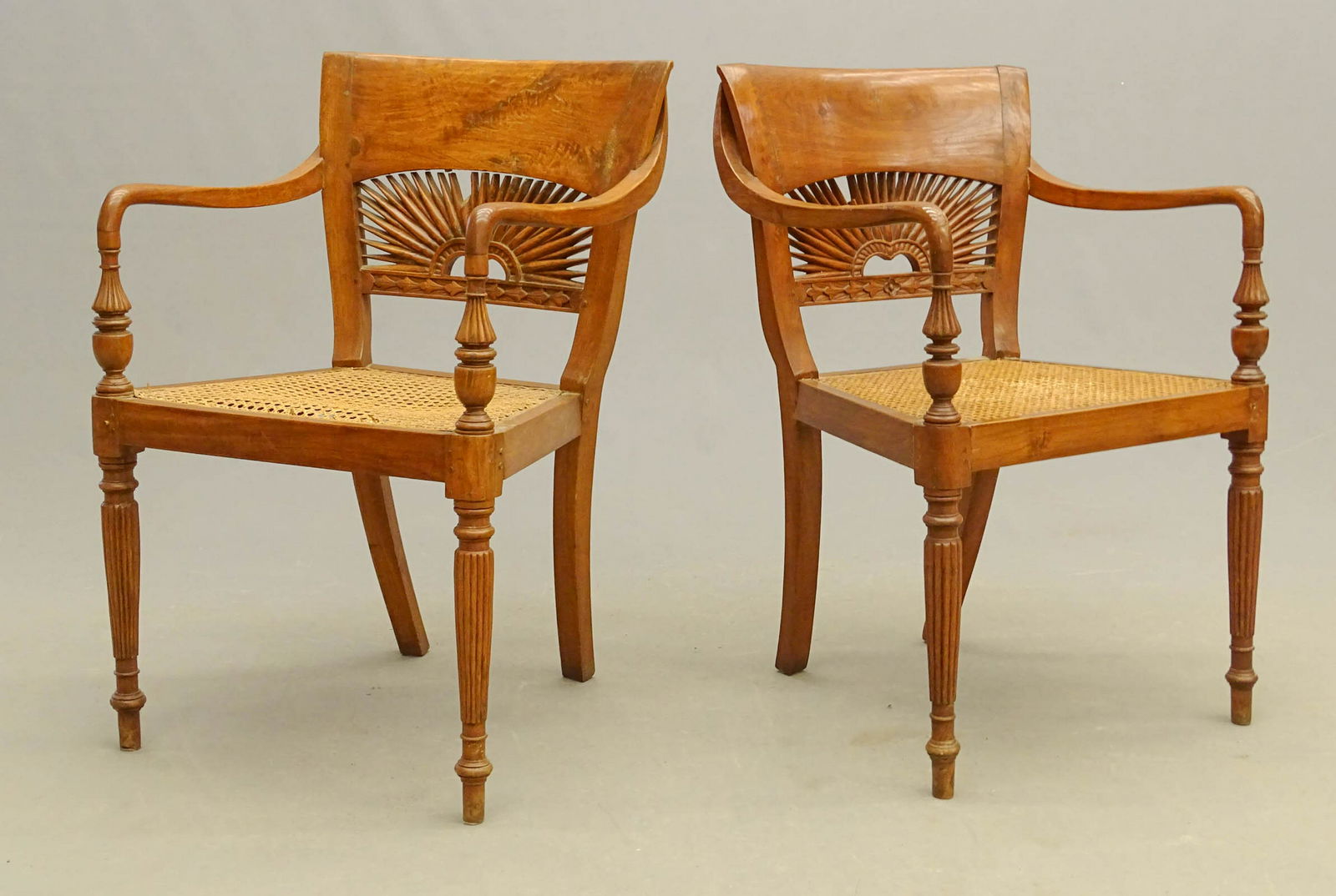 Pair Hardwood Cane Seat Chairs (1 of 6)