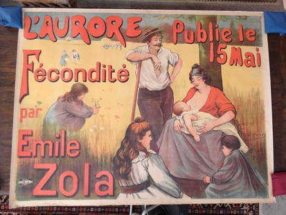 French Poster: Early French poster. Mounted on linen. Raymone Tournan 1895. 43" x 56" overall on linen.