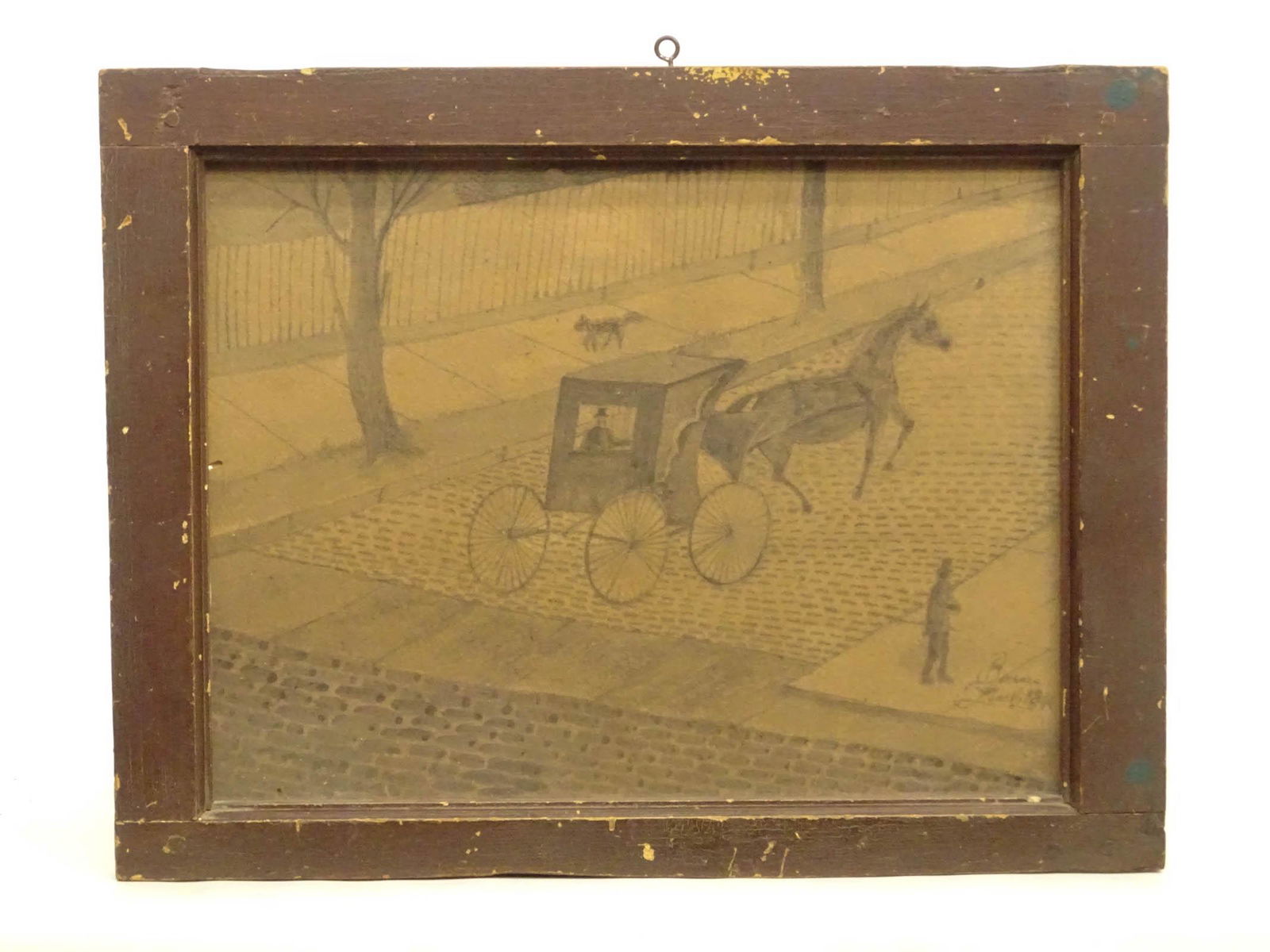 19th c. Folk Art Pencil Drawing (1 of 3)