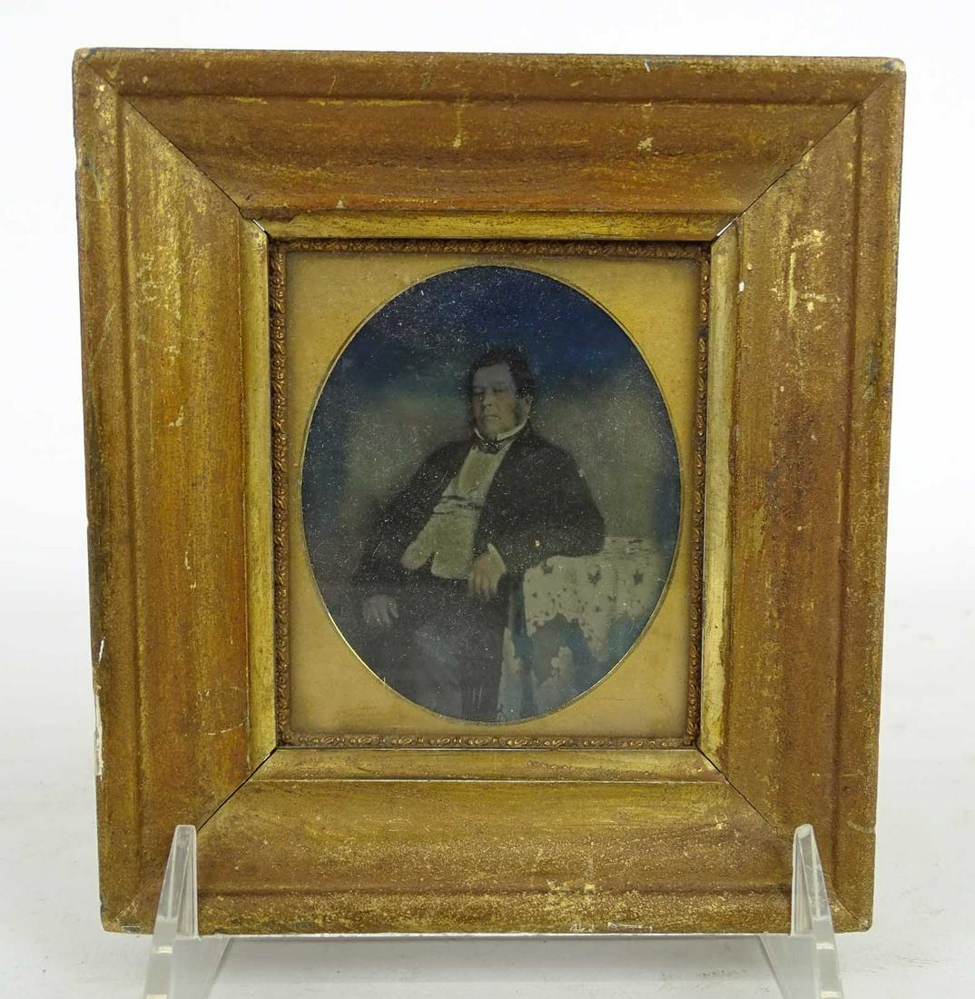 Ambrotype Of A Gentleman: Early Ambrotype of a gentleman. 1/16 plate. Frame overall 5 1/2" x 4 3/4".