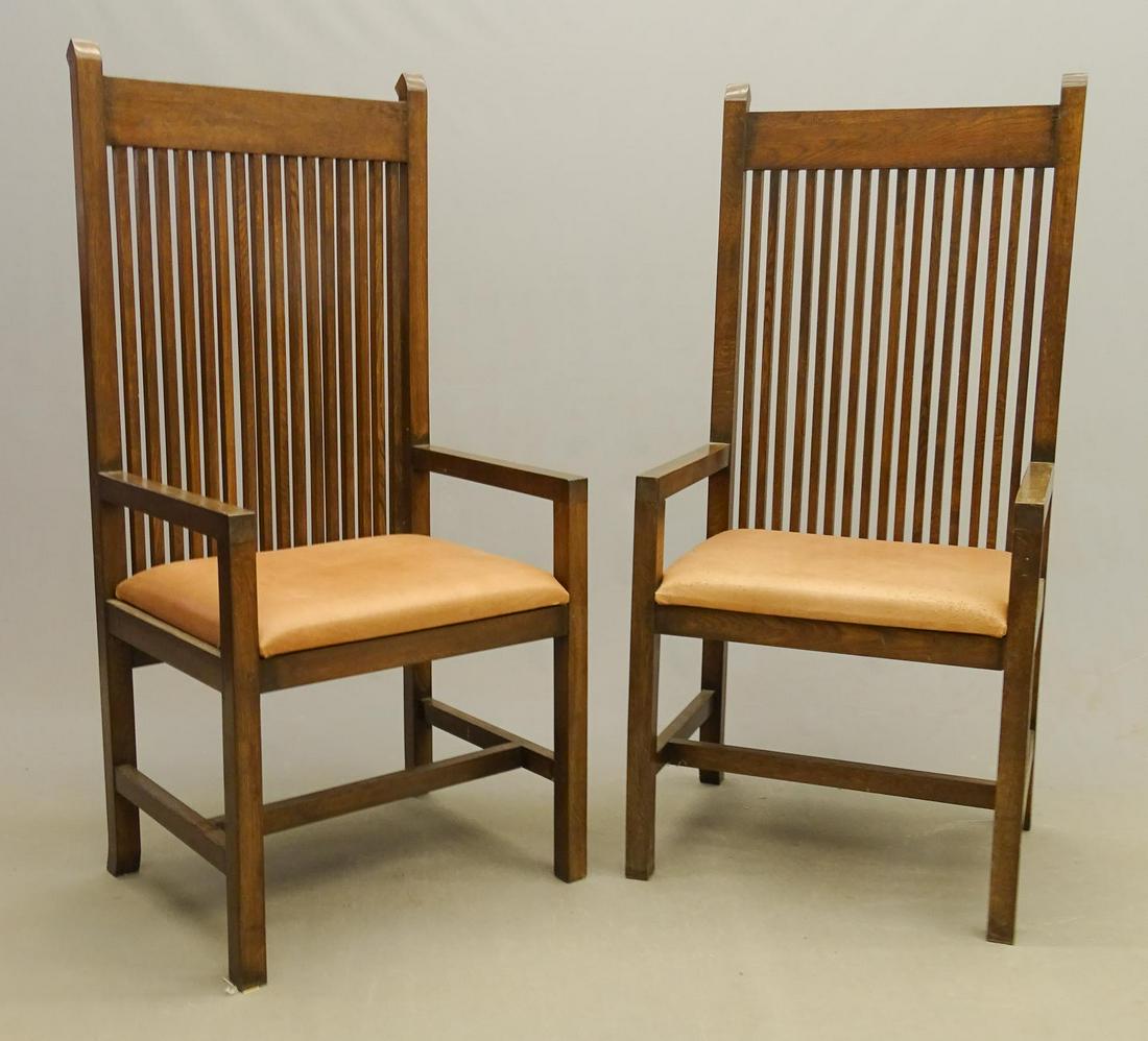 Pair Arts & Crafts Style Armchairs (1 of 4)