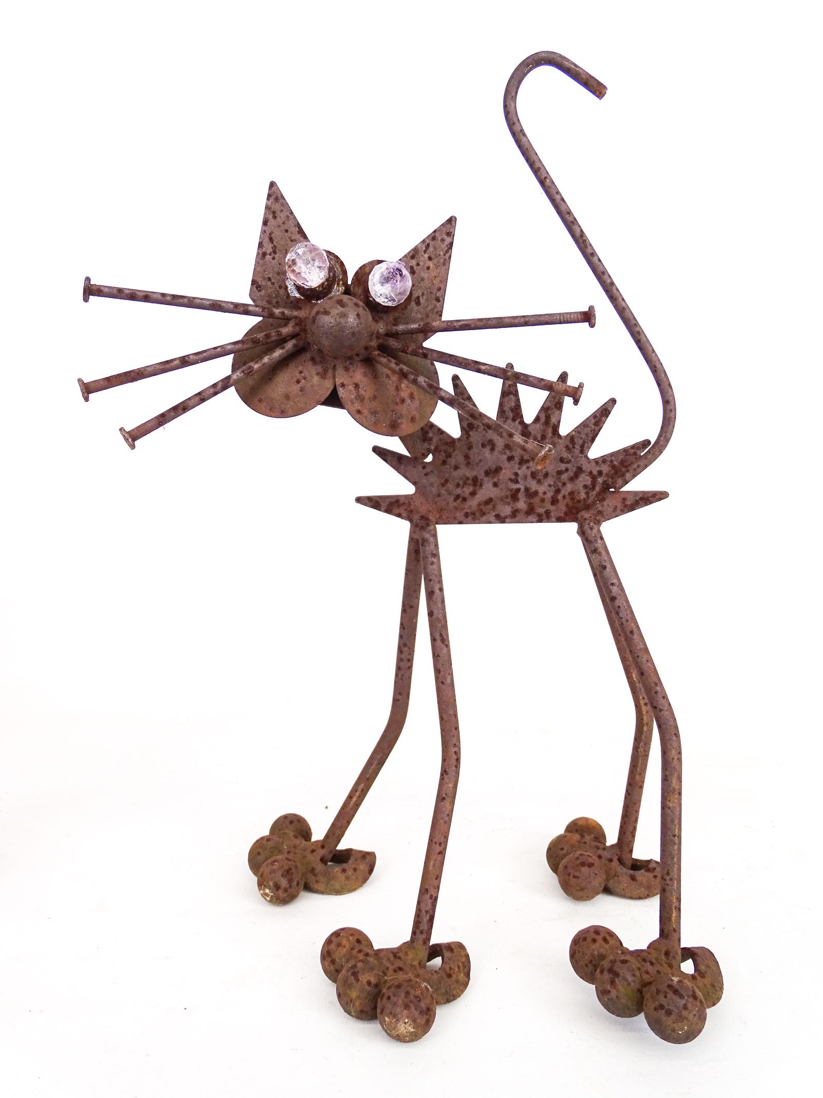 Folk Art Metal Cat: Folk art metal cat. 18 1/2" Ht..