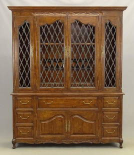 Contemporary Wall Cupboard: Large French style two part contemporary wall cupboard. 68" x 19" x 85".