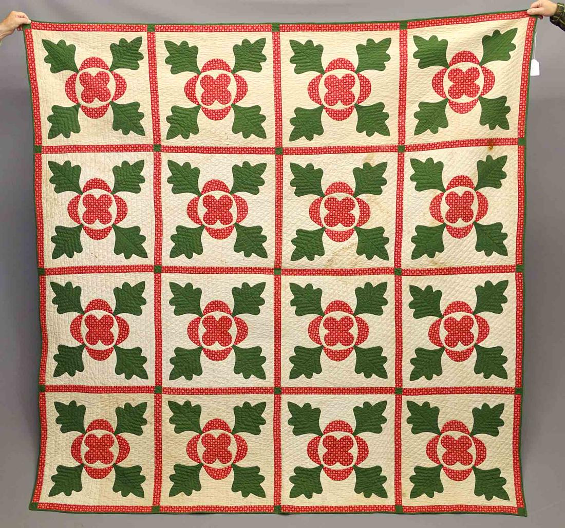 19th c. Floral Applique Quilt (1 of 4)