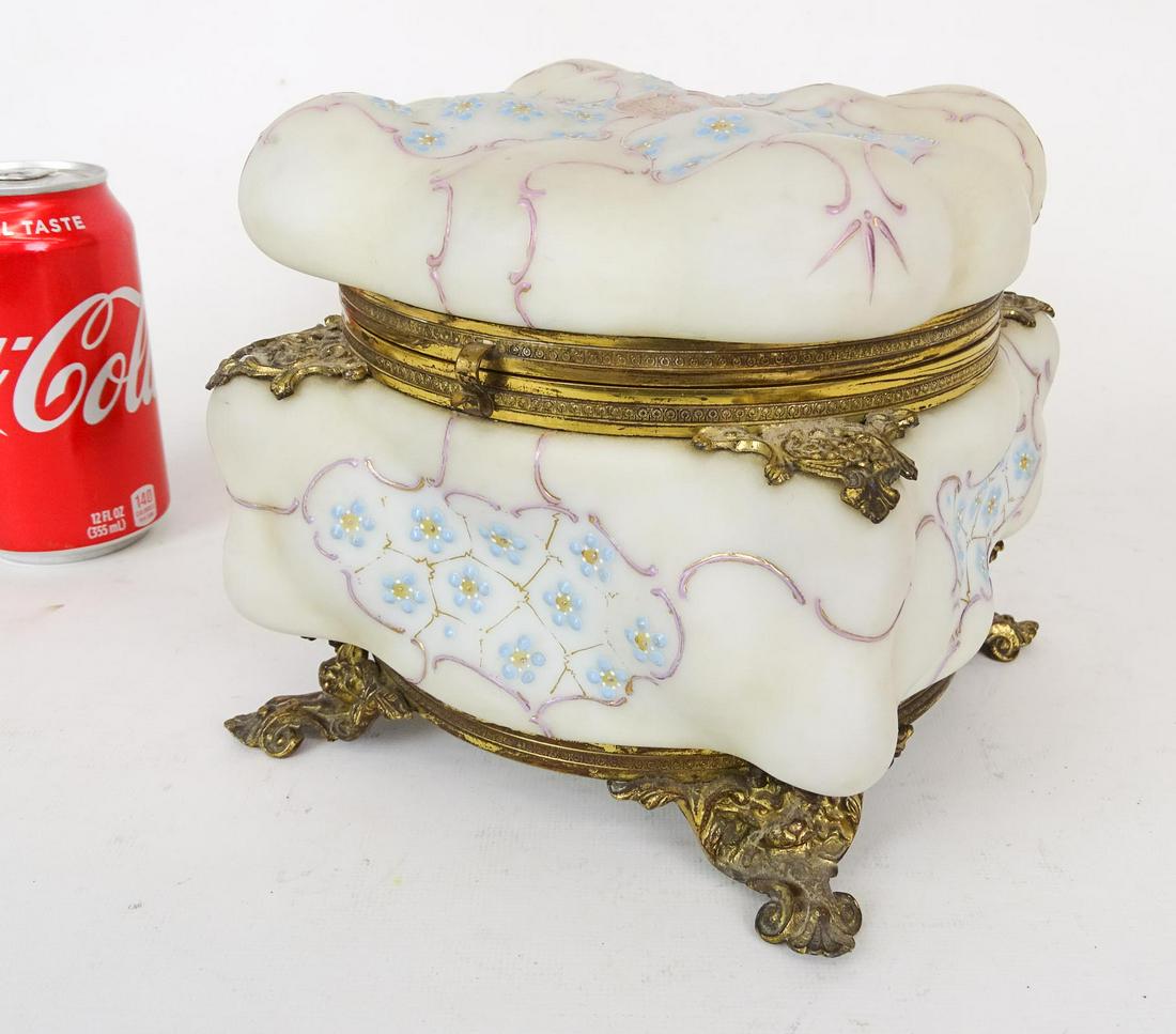 Early Bronze & Milk Glass Dresser Box (1 of 6)