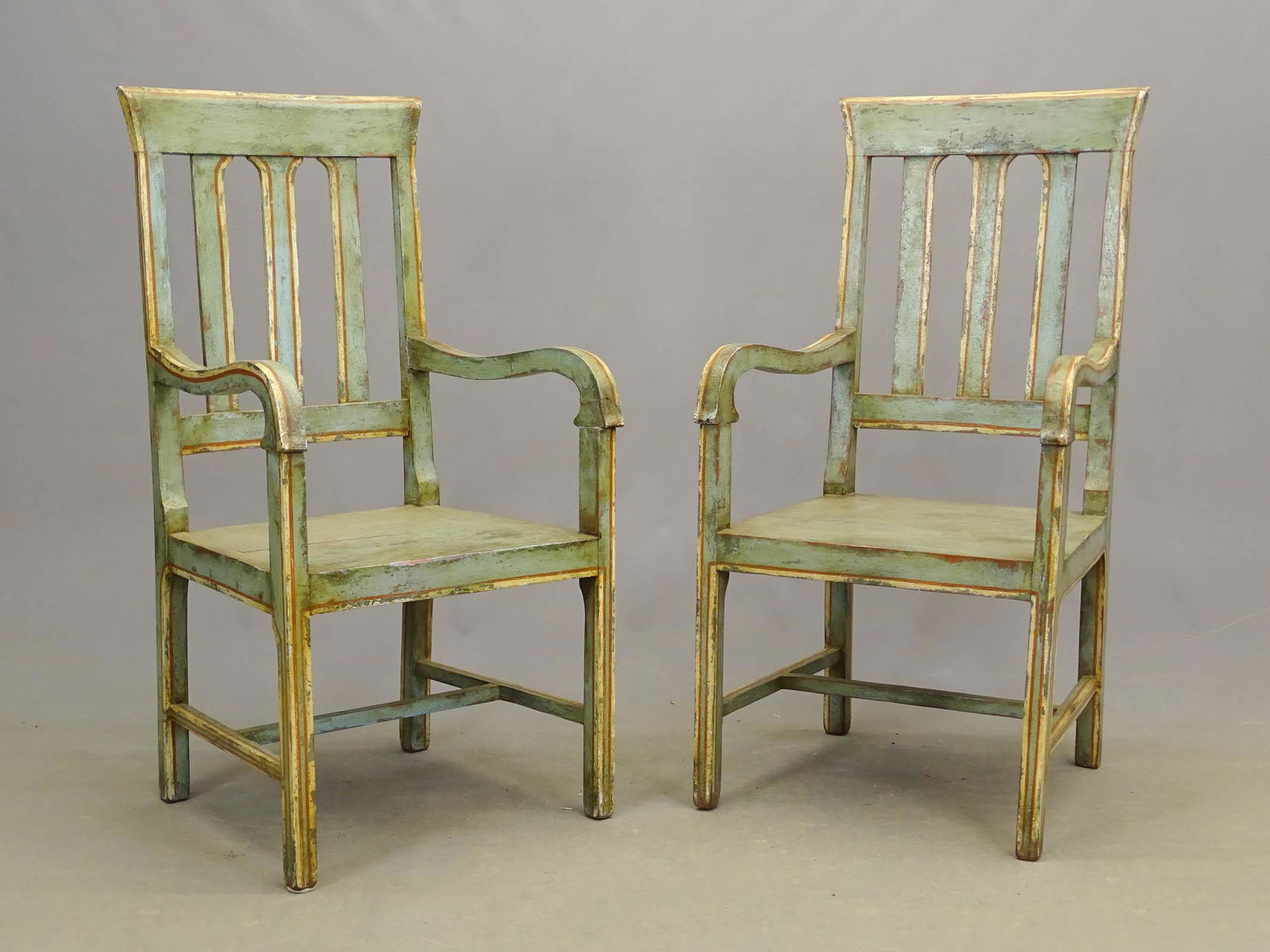 Pair Paint Decorated Armchairs (1 of 4)