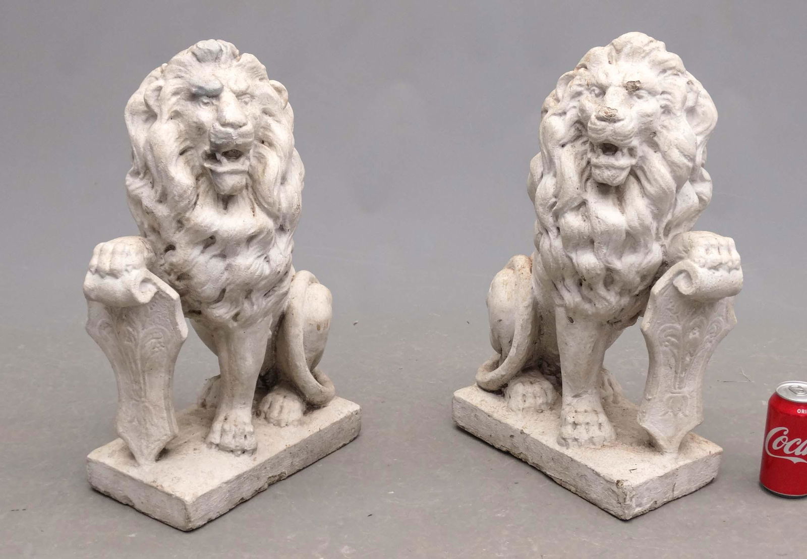 Pair Poured Stone Lions (1 of 6)