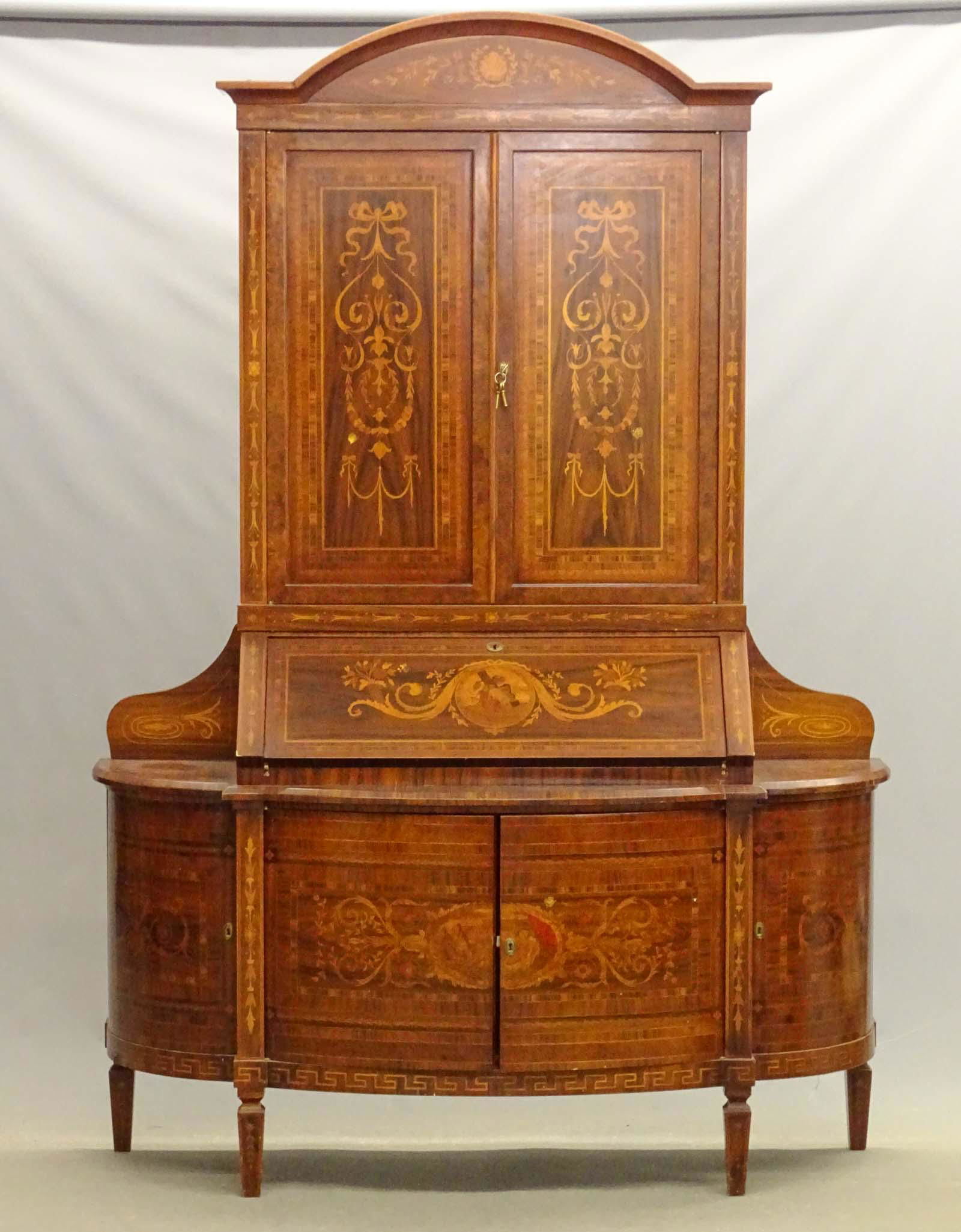 Large Marquetry Inlaid Wall Cupboard (1 of 8)