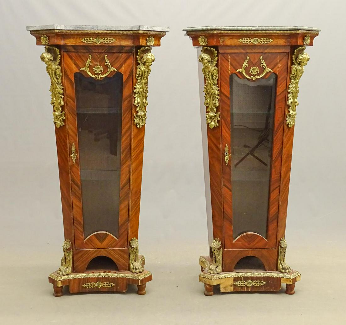 Pair French Style Inlaid Cabinets (1 of 15)