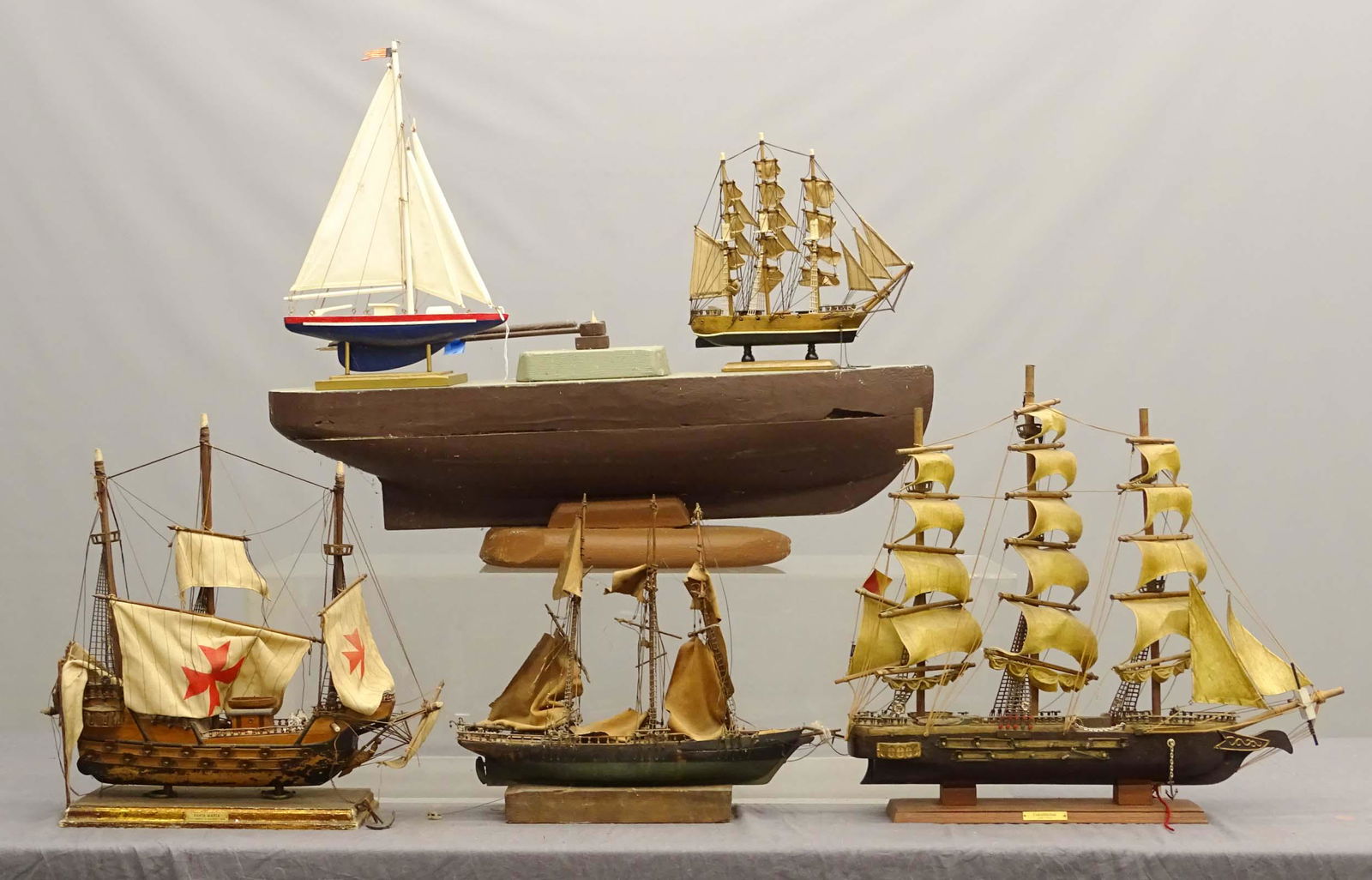Ship Models: Lot (6) various ship models. Largest 36" L.. All have imperfections.