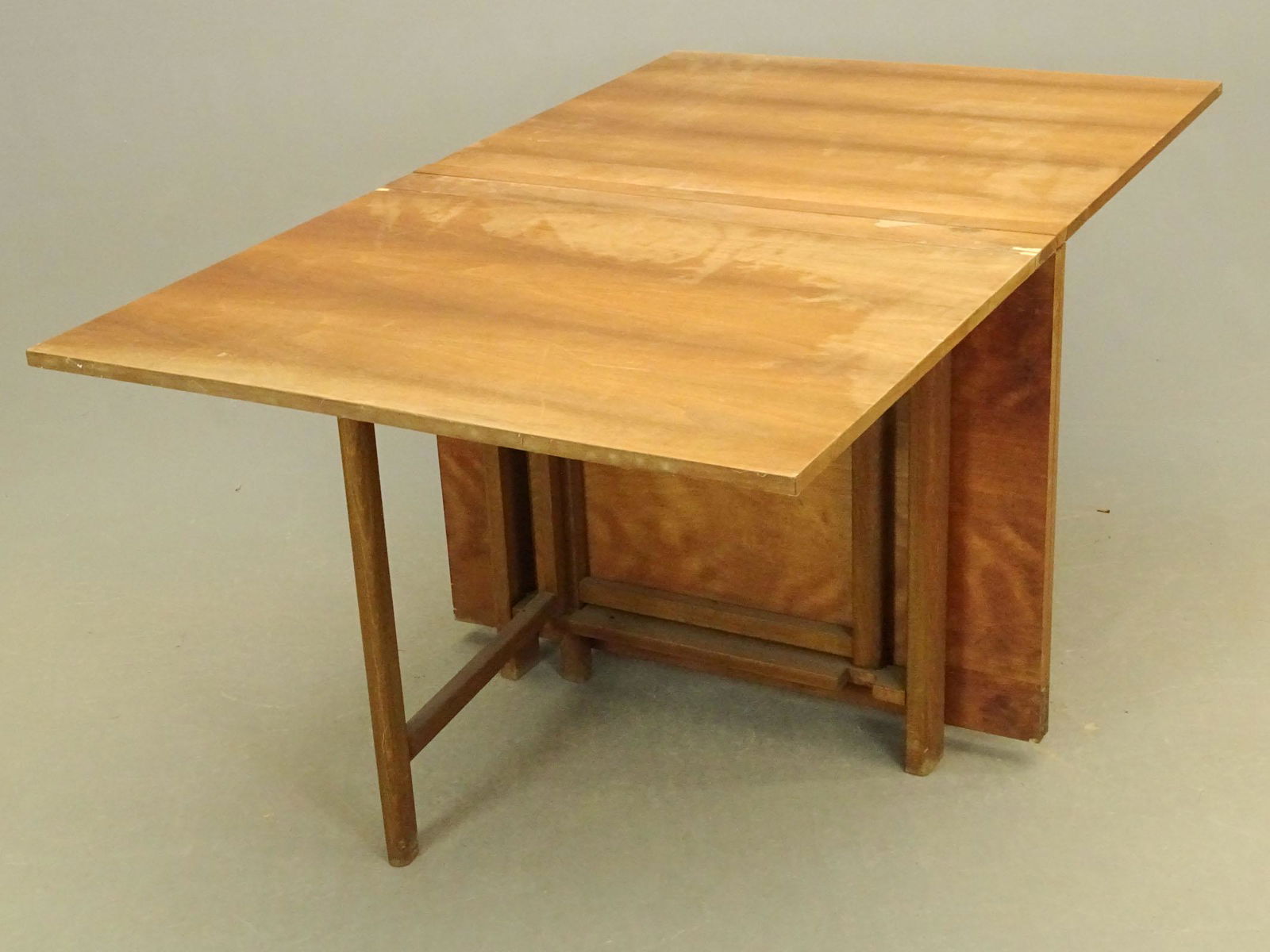 Bruno Mathsson Dropleaf Table: Bruno Mathsson Mid Century dropleaf table. 35 1/2" x 7 3/4" with 26" leaves, 29" Ht.. Some imperfections.