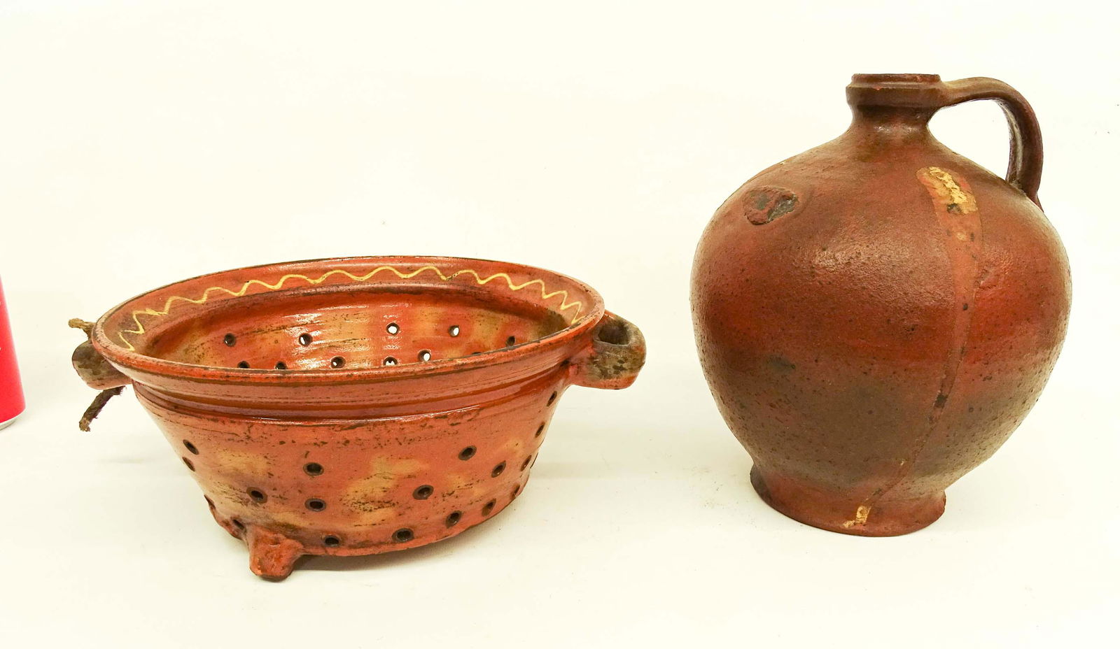 Redware Strainer & Jug (1 of 7)