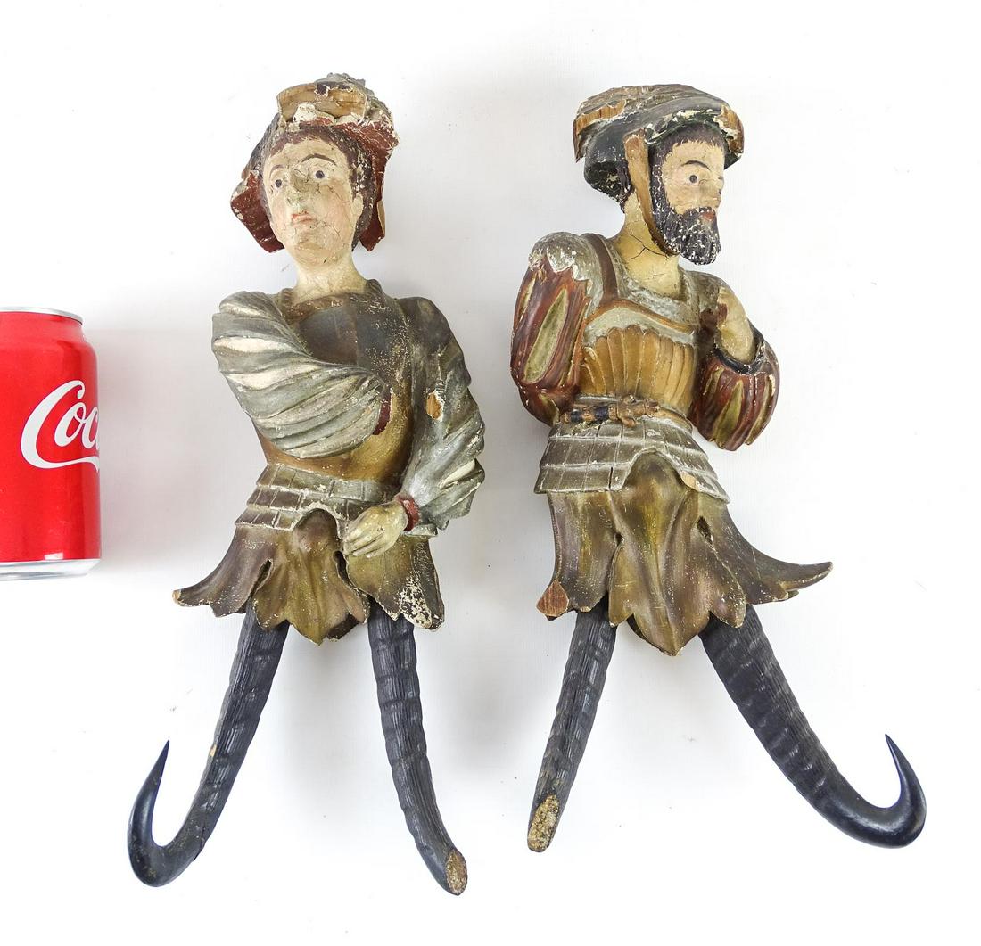 Two Early Wood Carved Continental Figures (1 of 9)