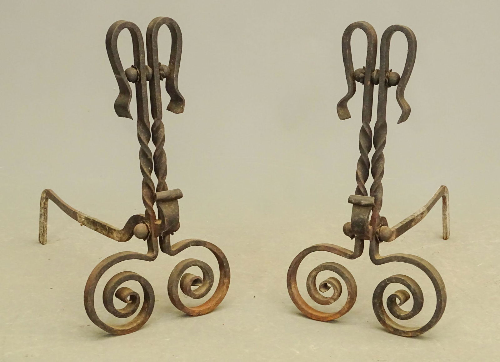 Pair Wrought Iron Andirons (1 of 3)