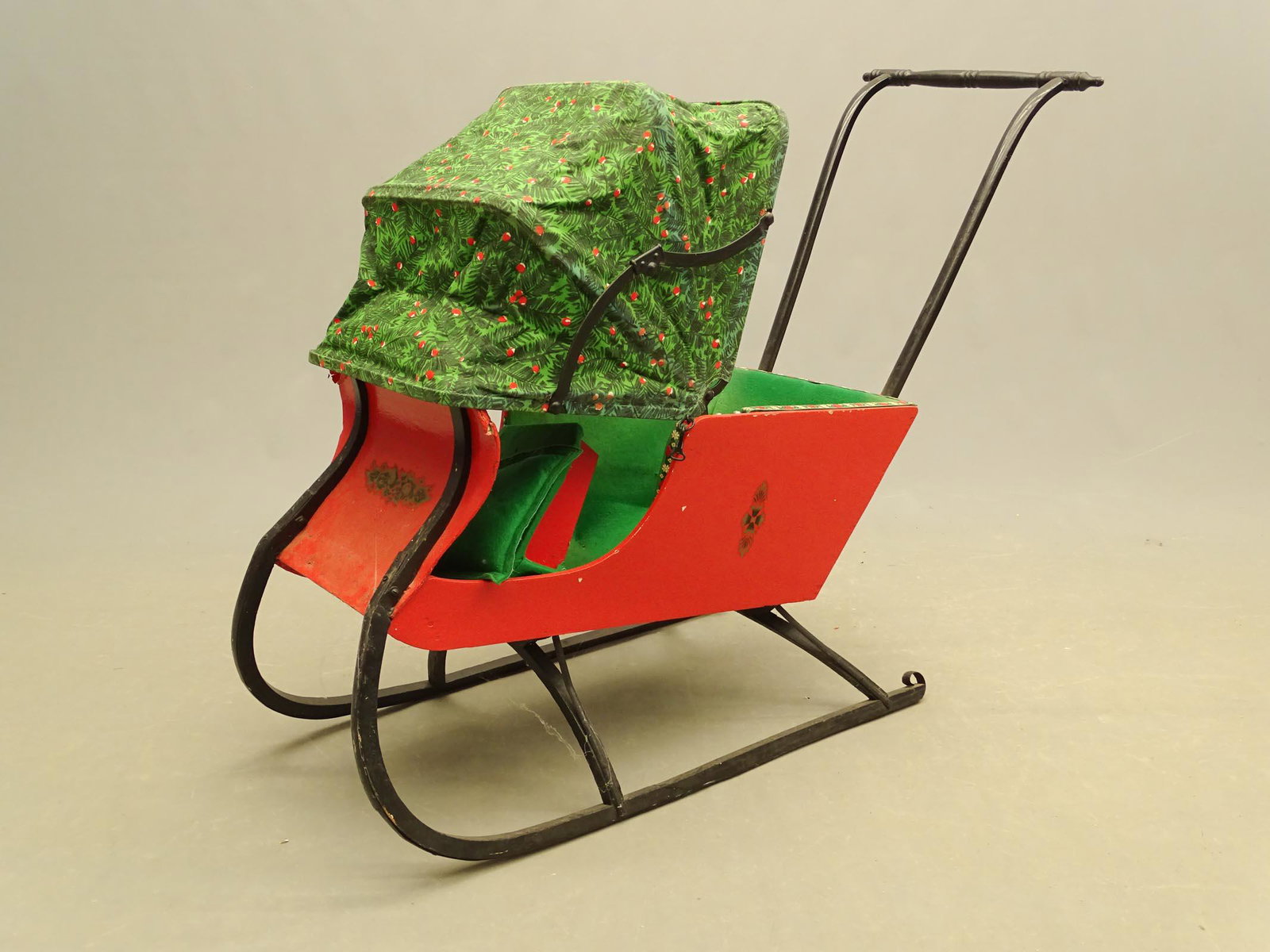 Vintage Push Sleigh: Vintage push sleigh. Approx. 51" L..