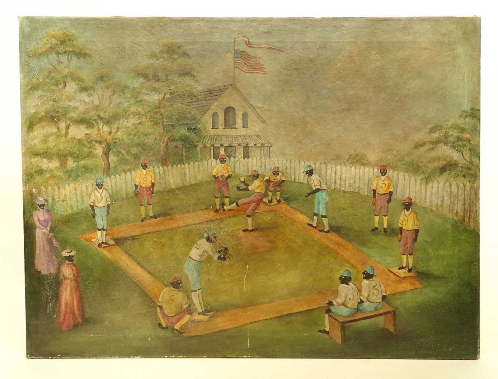 Folk Art Painting, Baseball Subject (1 of 9)