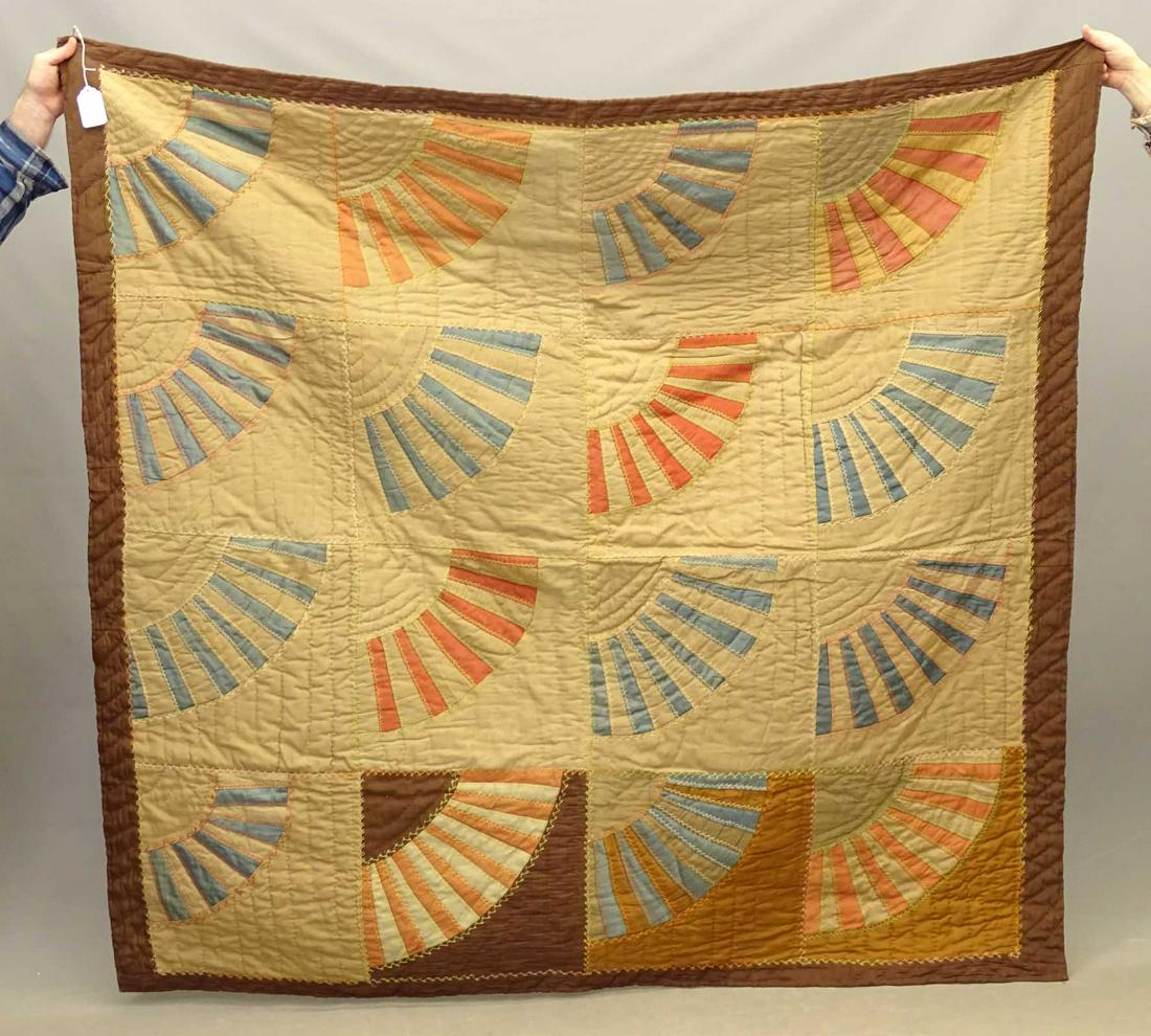 Amish Quilt: Early Amish Fans quilt. 68" x 72".
