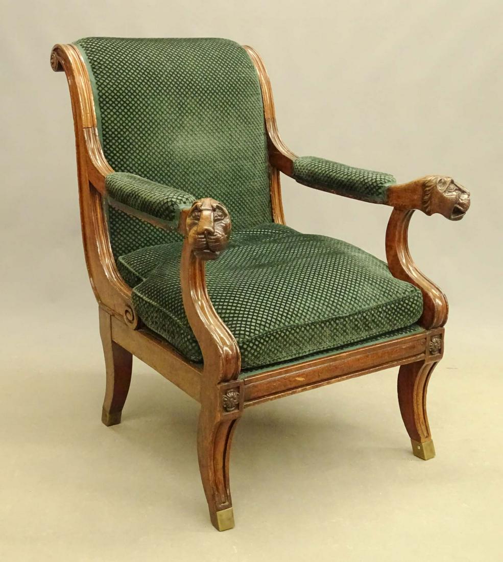 19th c. Regency Style Carved Library Chair (1 of 5)