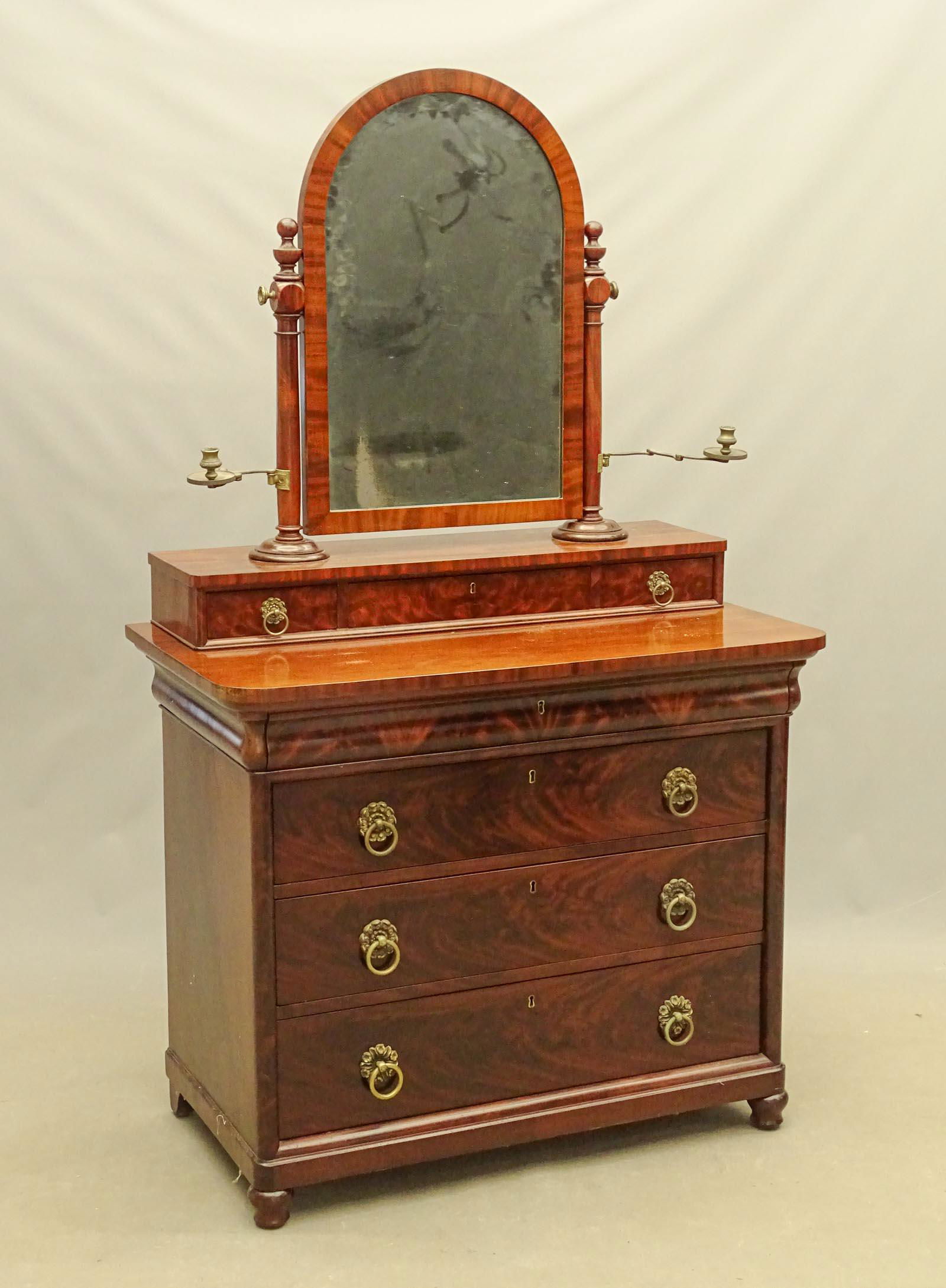 19th c. Empire Mahogany Chest With Mirror (1 of 6)